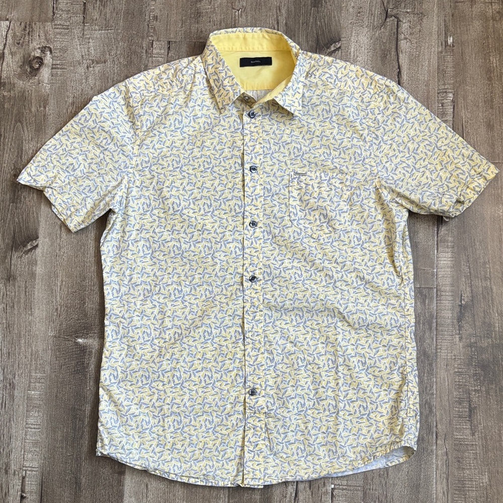 Diesel Yellow 100% Cotton Short Sleeve Button Up Shirt